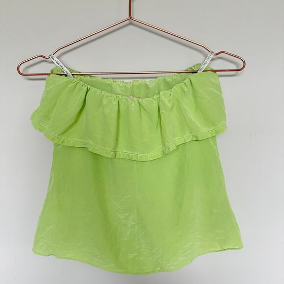 Lilly Pulitzer Women Silk Ginny Top Small Lime Green Coastal Y2K Summer Vacation - Picture 6 of 6